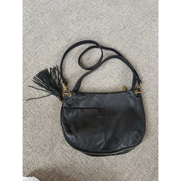 Hobo black expand zip shoulder crossbody purse bag med size - Picture 1 of 8